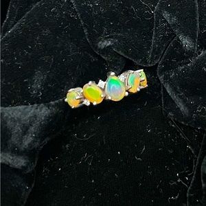 Pear Fire Opal and Silver Ring